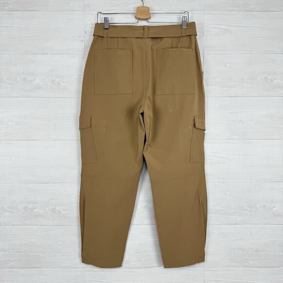 Banana Republic Slim Refined Stretch Cargo Pant Size 10 Beige Belted Tapered Leg - Picture 6 of 16